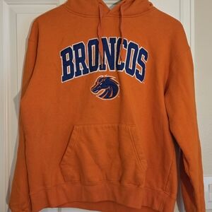 Stadium Athletics Orange Pullover with Blue Hood Trim